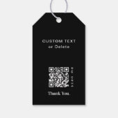 Zwarte Moderne kerstmis Logo QR-code Chic Cadeaulabel (Achterkant)