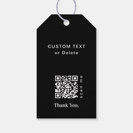 Zwarte Moderne kerstmis Logo QR-code Chic Cadeaulabel (Achterkant)