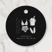 Zwarte moderne lingerie bruidsdouche bedankjes labels (Achterkant)