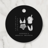 Zwarte moderne lingerie bruidsdouche bedankjes labels (Voorkant)