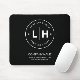 Zwarte moderne Logo gepersonaliseerd Muismat