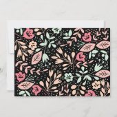 Zwarte moderne met de hand getekende pastel bloemi kaart (Achterkant)