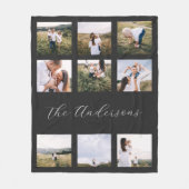 Zwarte moderne, minimale hedendaagse, eenvoudige 9 fleece deken (Voorkant)