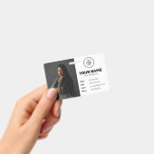 Zwarte moderne minimale ID-streepjescode Werknemer Badge (Handheld)