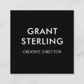 Zwarte moderne minimale typografie QR-code Vierkante Visitekaartje (Voorkant)