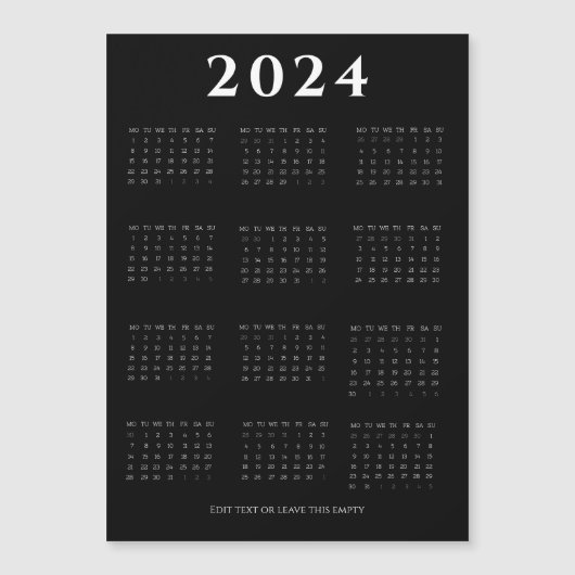 Zwarte, moderne, minimalistische agenda voor 2024 (Voorkant)