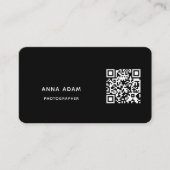 Zwarte, moderne, minimalistische, eenvoudige QR-co Visitekaartje (Voorkant)