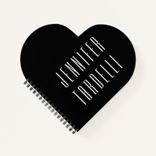 Zwarte Moderne Minimalistische Elegante Jouw Naam Notitieboek