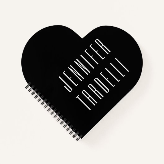 Zwarte Moderne Minimalistische Elegante Uw Naam Notitieboek (Voorkant)