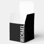 Zwarte Moderne Minimalistische Gepersonaliseerde N Bedankdoosjes (Geopend)