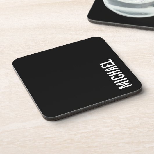 Zwarte Moderne Minimalistische Gepersonaliseerde N Bier Onderzetter (Linkerzijde)