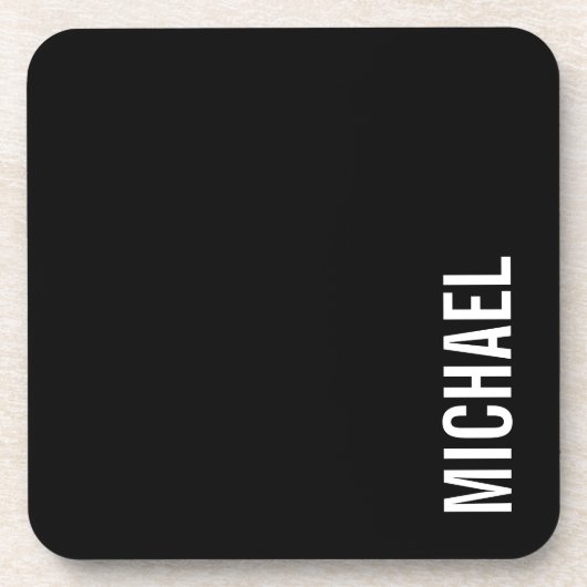 Zwarte Moderne Minimalistische Gepersonaliseerde N Bier Onderzetter (Voorkant)