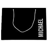 Zwarte Moderne Minimalistische Gepersonaliseerde N Groot Cadeauzakje (Voorkant)