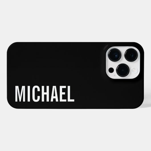 Zwarte Moderne Minimalistische Gepersonaliseerde N iPhone Hoesje (Achterkant horizontaal)