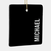 Zwarte Moderne Minimalistische Gepersonaliseerde N Keramisch Ornament (Rechts)