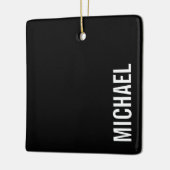 Zwarte Moderne Minimalistische Gepersonaliseerde N Keramisch Ornament (Links)