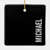 Zwarte Moderne Minimalistische Gepersonaliseerde N Keramisch Ornament (Achterkant)