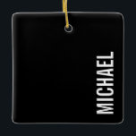 Zwarte Moderne Minimalistische Gepersonaliseerde N Keramisch Ornament<br><div class="desc">Modern minimalistisch ontwerp met een gepersonaliseerde naam in wit, modern, sans serif lettertype stijl op zwarte achtergrond.</div>