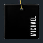 Zwarte Moderne Minimalistische Gepersonaliseerde N Keramisch Ornament<br><div class="desc">Modern minimalistisch ontwerp met een gepersonaliseerde naam in wit, modern, sans serif lettertype stijl op zwarte achtergrond.</div>