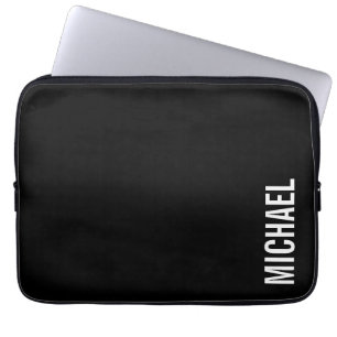 Zwarte Moderne Minimalistische Gepersonaliseerde N Laptop Sleeve