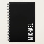 Zwarte Moderne Minimalistische Gepersonaliseerde N Planner (Voorkant)