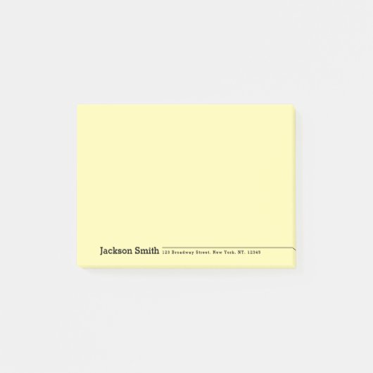 Zwarte moderne minimalistische gepersonaliseerde n post-it® notes (Voorkant)