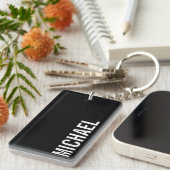 Zwarte Moderne Minimalistische Gepersonaliseerde N Sleutelhanger (Voorkant Rechts)