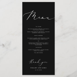 Zwarte Moderne Minimalistische Kalligrafie Trouwdi Menu