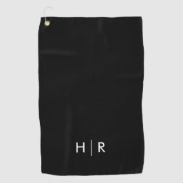 Zwarte Moderne Minimalistische Monogram Golfhanddoek