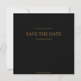 Zwarte Moderne Minimalistische Trouwkaart Save The Date