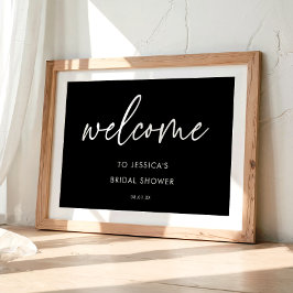 Zwarte moderne minimalistische welkomstbord bruids poster