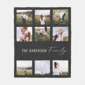 Zwarte moderne, moderne, eenvoudige 9 foto fleece deken (Voorkant)