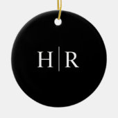 Zwarte Moderne Monogram Keramisch Ornament (Voorkant)