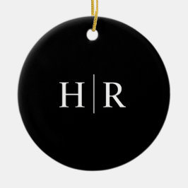 Zwarte Moderne Monogram Keramisch Ornament