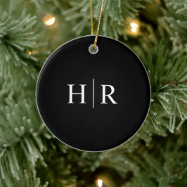 Zwarte Moderne Monogram Keramisch Ornament