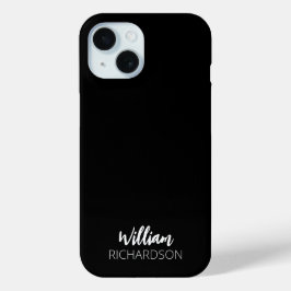 Zwarte Moderne Monogram Script Naam iPhone 15 Case