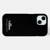Zwarte Moderne Monogram Script Naam Case-Mate iPhone Case (Achterkant (horizontaal))
