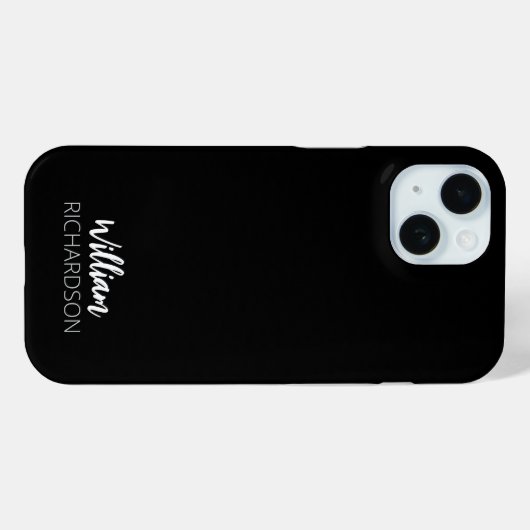 Zwarte Moderne Monogram Script Naam Case-Mate iPhone Case (Achterkant (horizontaal))