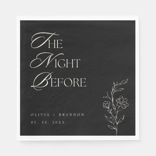 Zwarte Moderne Nacht Voor Proefavond Diners Bruilo Servet (Voorkant)