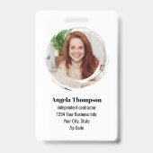 Zwarte moderne personeelsfoto QR-code badge (Voorzijde)