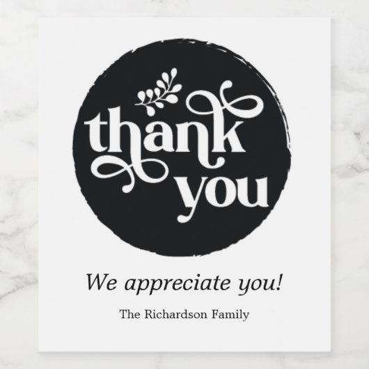 Zwarte moderne persoonlijke bestelbon - Hartelijk Wijn Etiket (Enkel label)