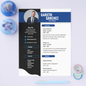 Zwarte moderne professionele CV, CV-sjabloon Flyer (Enkel)
