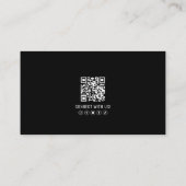 Zwarte moderne professionele QR-code fotologo Visitekaartje (Achterkant)