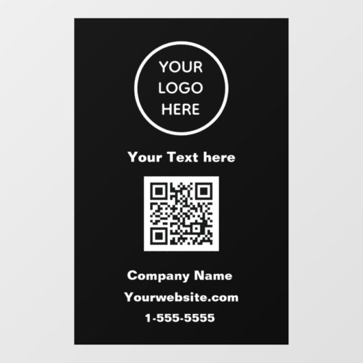 Zwarte moderne promotionele QR-code van bedrijfslo Raamsticker (Vel)