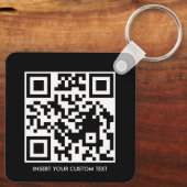 Zwarte moderne QR aangepaste tekst sleutelhanger (Achterkant)