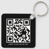 Zwarte moderne QR aangepaste tekst sleutelhanger (Achterkant)