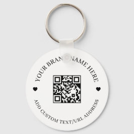 Zwarte moderne QR-code zakelijke budget ronde Sleutelhanger