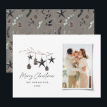 Zwarte moderne scandinavische elegante kerstfoto feestdagenkaart<br><div class="desc">Zwarte,  moderne,  elegante,  roestrijke waterverf beige,  natuurlijke Scandinavische hedendaagse gedempte kleuren beige,  zwarte en witte kerstkaart voor fotofeesten.</div>