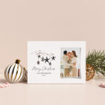 Zwarte moderne scandinavische elegante kerstfoto feestdagenkaart<br><div class="desc">Zwarte,  moderne,  elegante,  roestrijke waterverf beige,  natuurlijke Scandinavische hedendaagse gedempte kleuren beige,  zwarte en witte kerstkaart voor fotofeesten.</div>