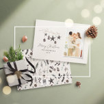 Zwarte moderne scandinavische elegante kerstfoto feestdagenkaart<br><div class="desc">Zwarte,  moderne,  elegante,  roestrijke waterverf beige,  natuurlijke Scandinavische hedendaagse gedempte kleuren beige,  zwarte en witte kerstkaart voor fotofeesten.</div>